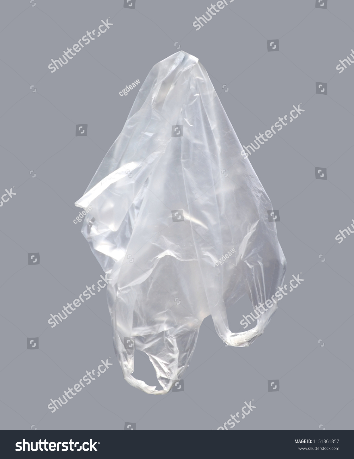 Plastic bag, Clear plastic bag on gray background, Plastic bag clear waste, Plastic bag clear garbage, Pollution from garbage waste bags #1151361857