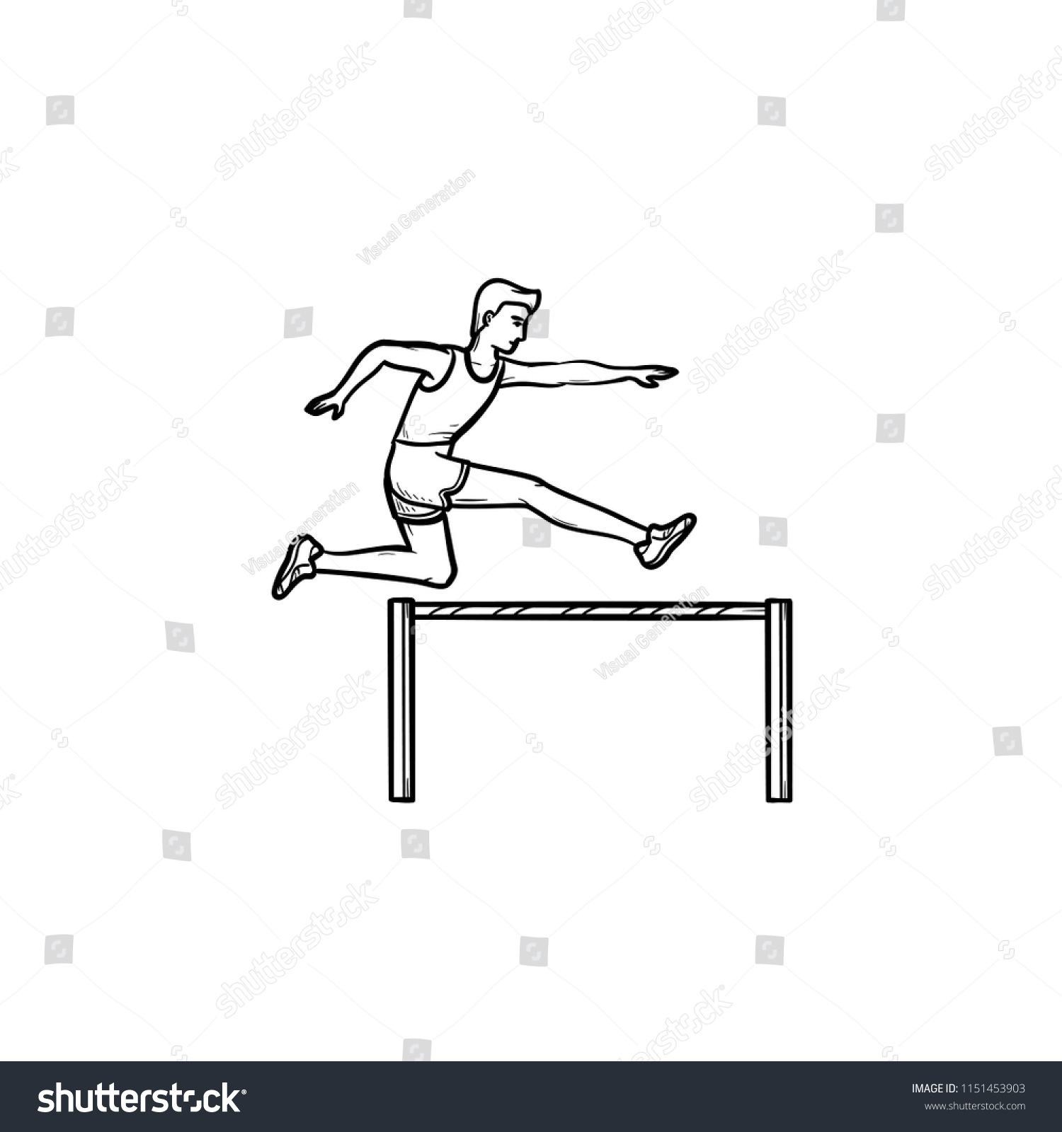 Sportsman running and jumping over obstacles - Royalty Free Stock ...