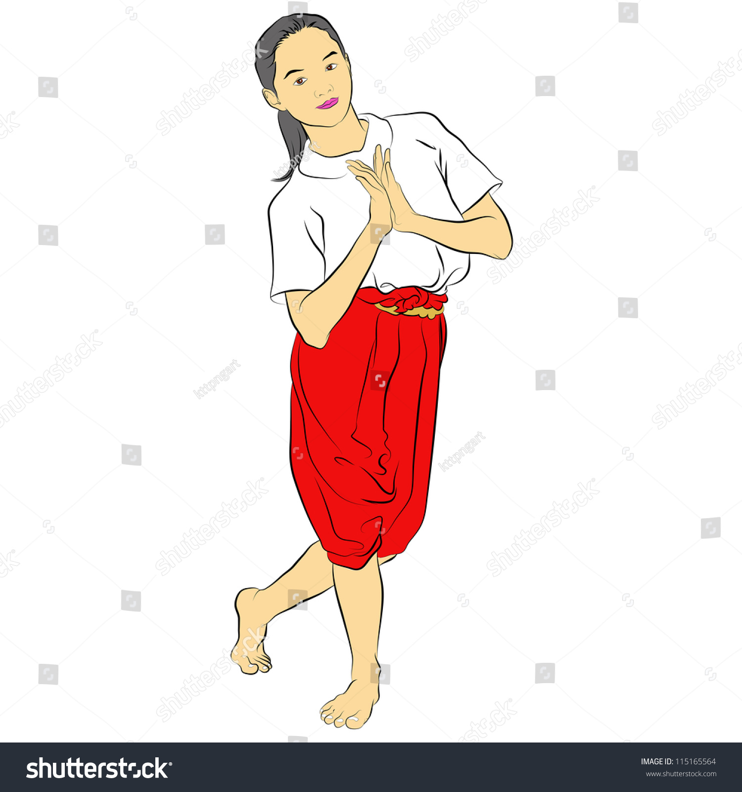 Vector of traditional Thai dancer. Body language - Royalty Free Stock ...