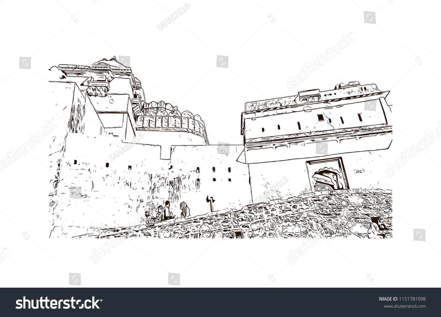 Kumbhalgarh fort is a Mewar fortress on the - Royalty Free Stock Vector ...