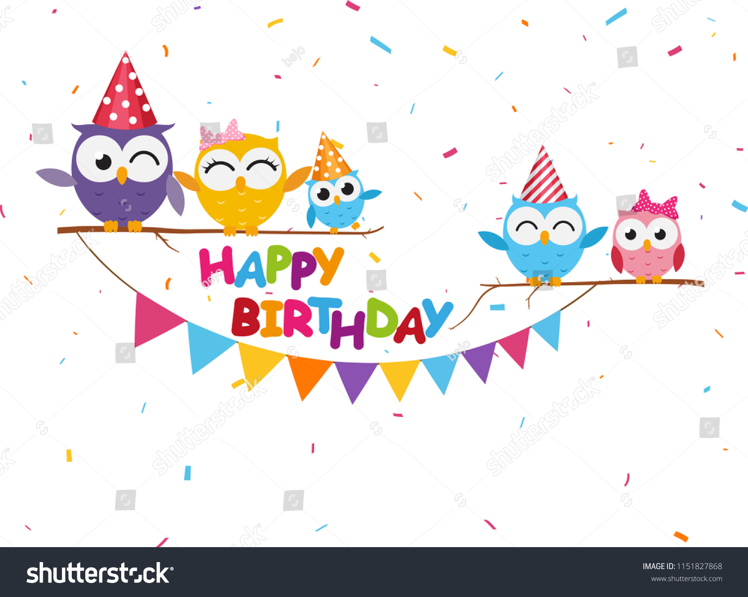 Happy birthday celebration with cute owl  #1151827868