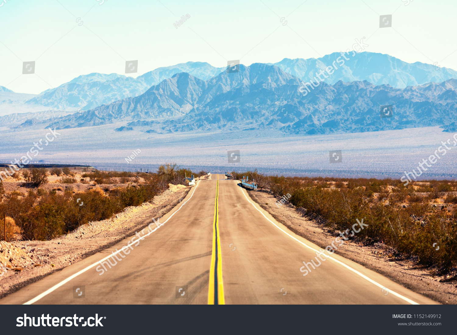 View from the Route 66, Mojave Desert, Southern California, United States. #1152149912