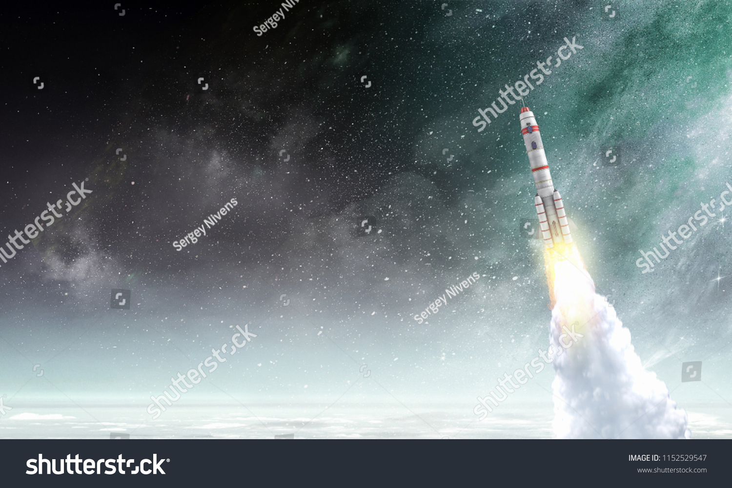 Rocket space ship . Mixed media #1152529547