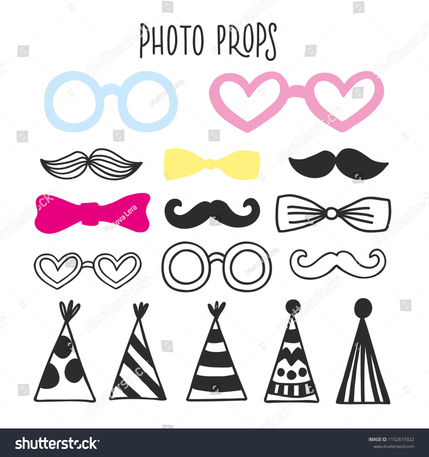 PRINTABLE PHOTO BOOTH PROPS WITH MOUSTACHE, - Royalty Free Stock Vector ...