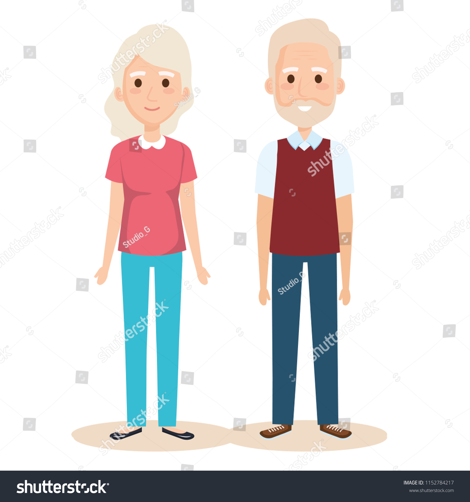 Cute Grandparents Couple Characters Royalty Free Stock Vector