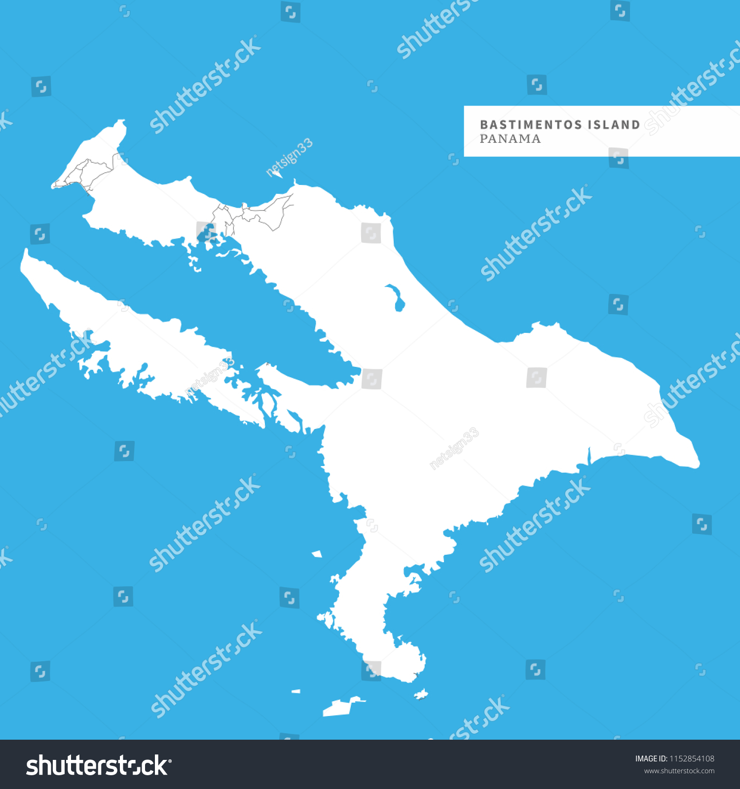 Map of Bastimentos Island Island, Panama, - Royalty Free Stock Vector ...