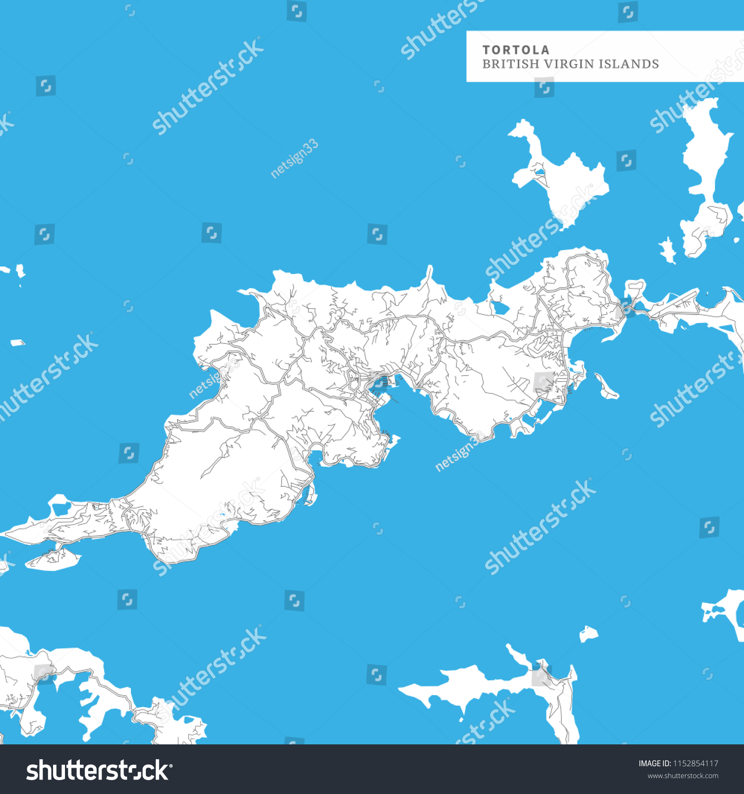 Map Of Tortola Island British Virgin Islands Royalty Free Stock