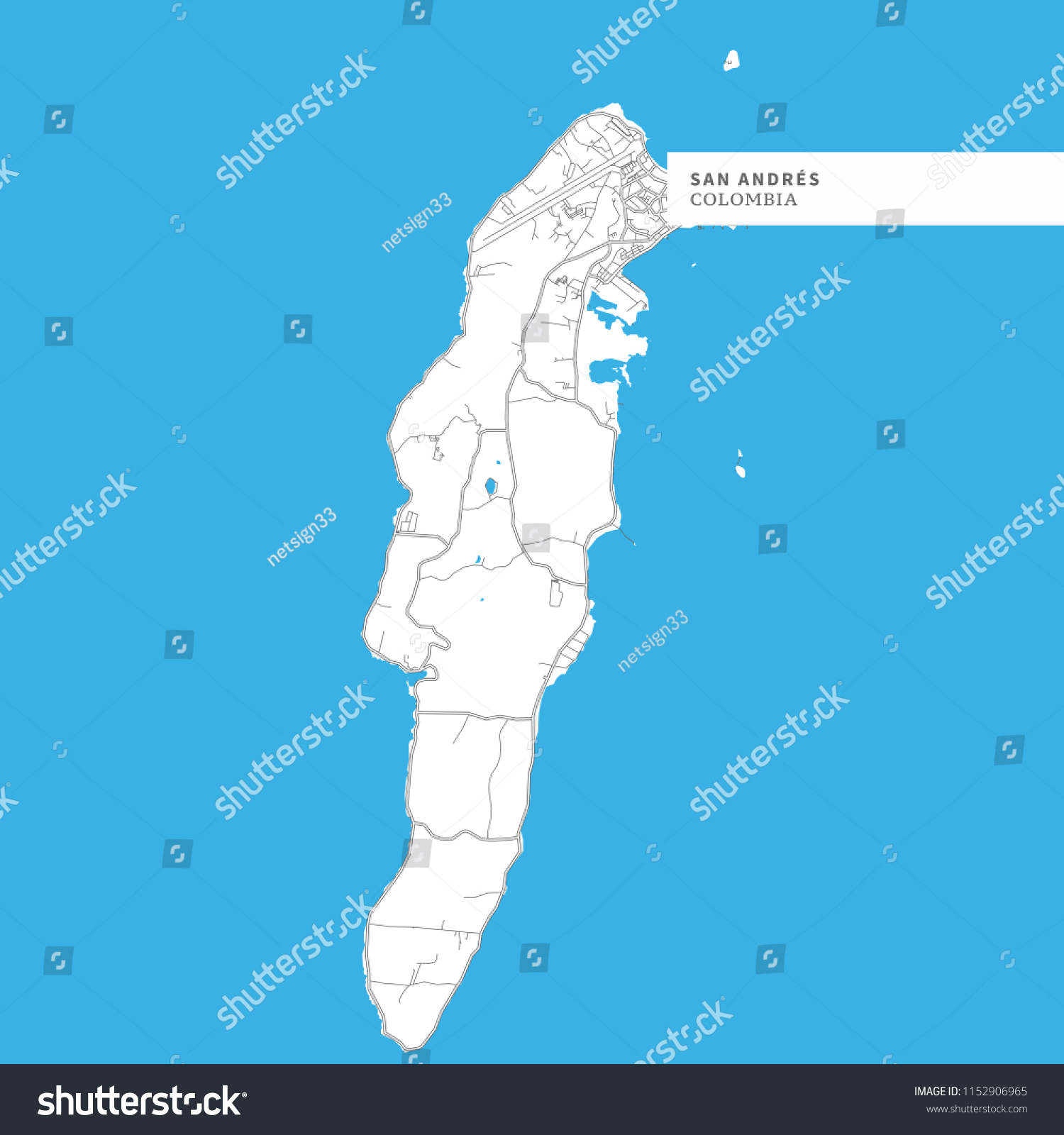 Map Of San Andrés Island, Colombia, Contains - Royalty Free Stock 