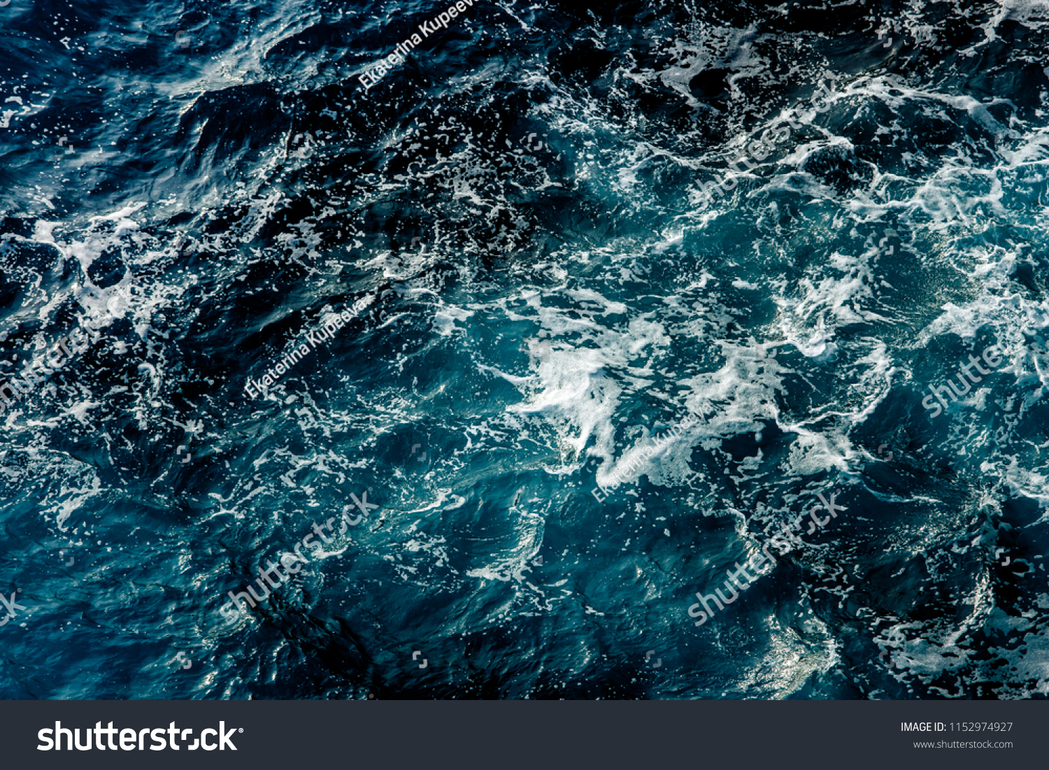 Blue sea water surface, ocean waves pattern background #1152974927