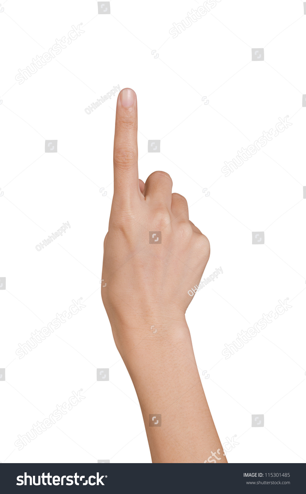 Hand pushing on a white background with clipping path #115301485