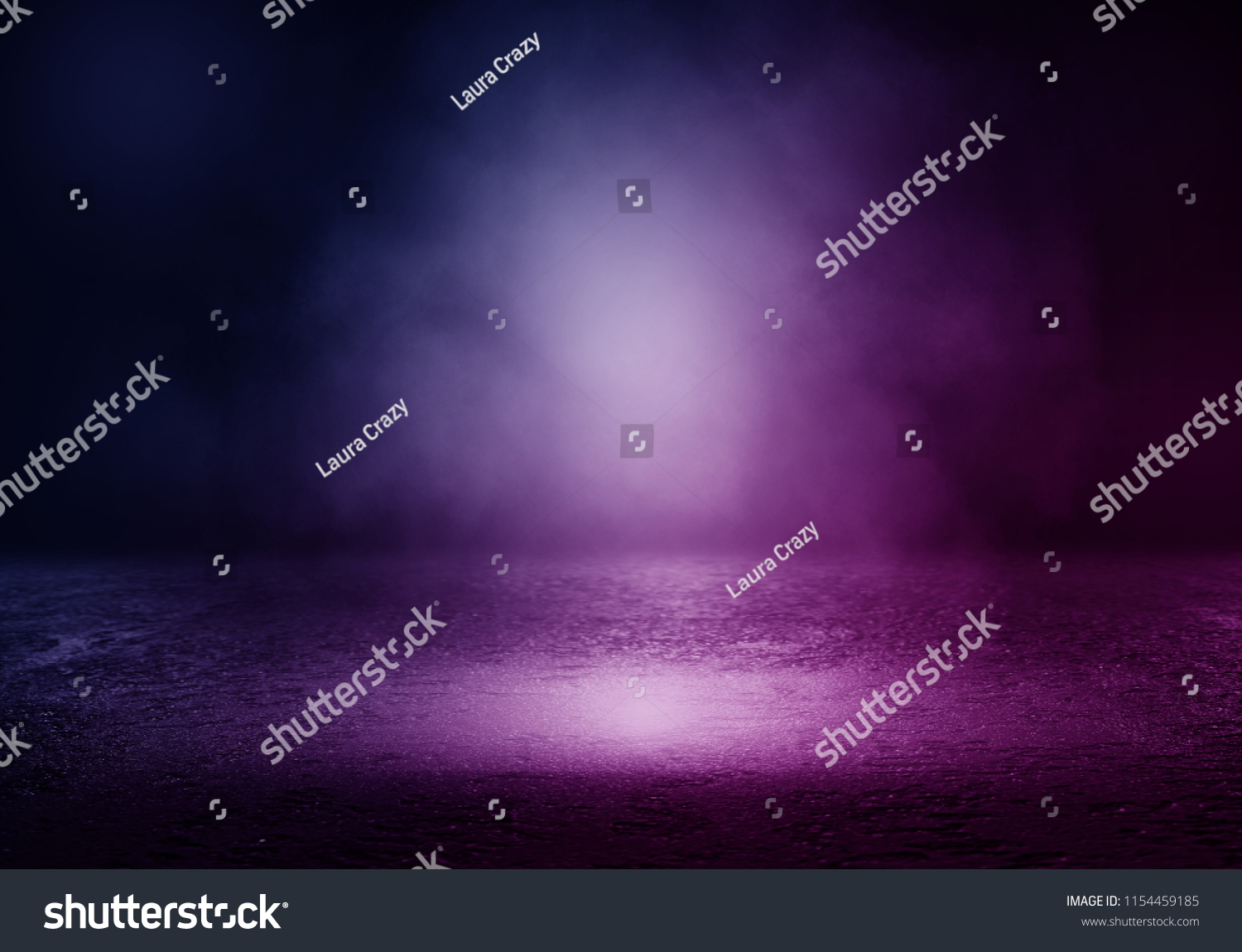 Background of empty room with spotlights and lights, abstract purple background with neon glow #1154459185
