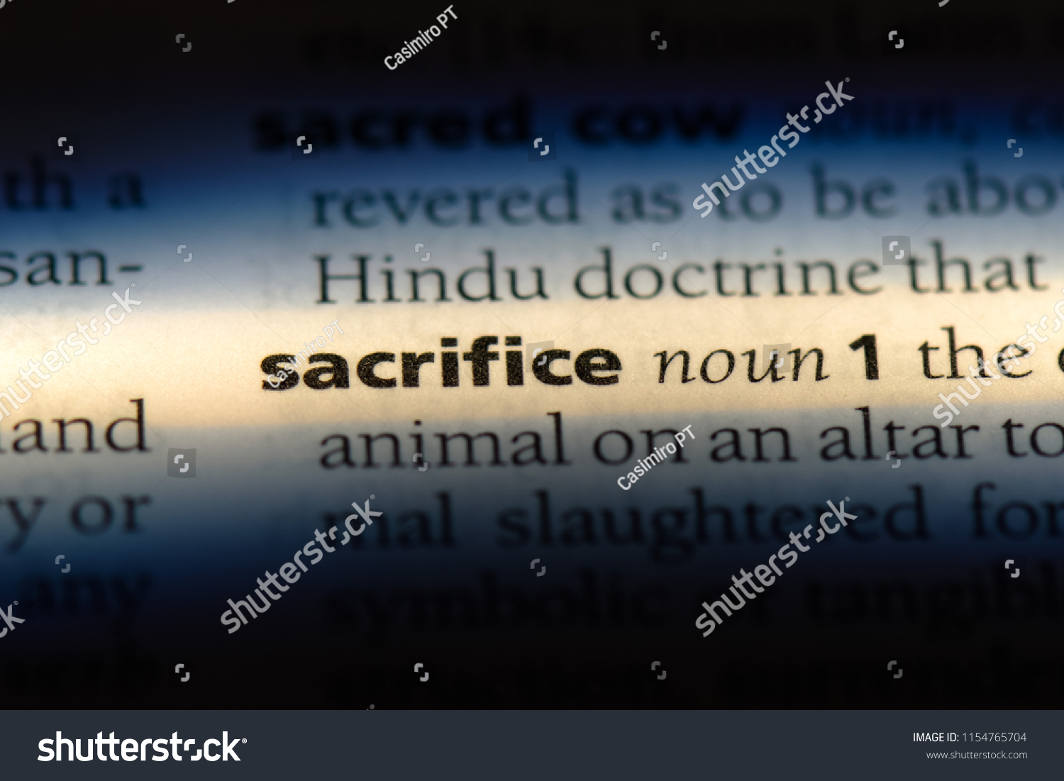 sacrifice word in a dictionary. sacrifice concept. #1154765704