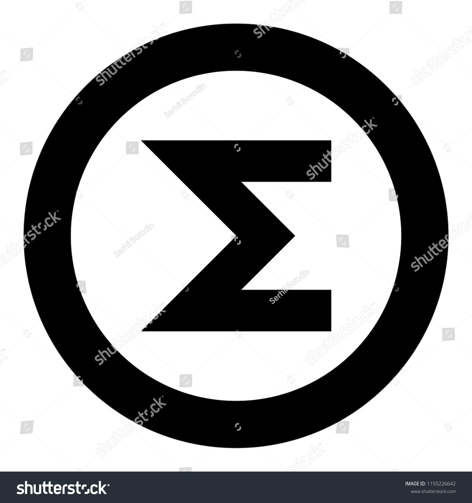 Sum Symbol Icon Black Color In Round Circle - Royalty Free Stock Vector 