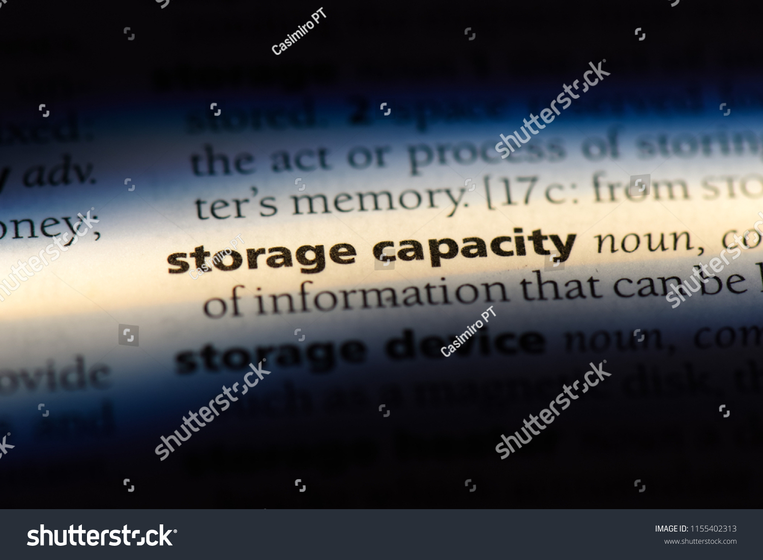 storage capacity word in a dictionary. storage capacity concept. #1155402313