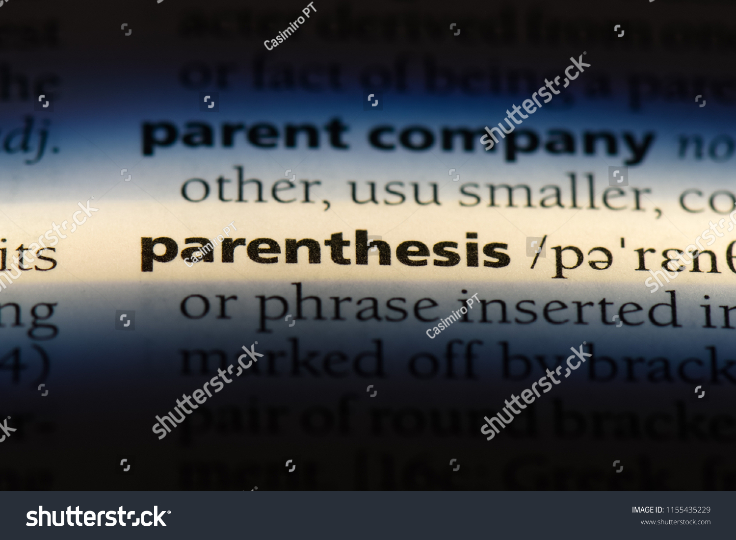 parenthesis word in a dictionary. parenthesis concept. #1155435229