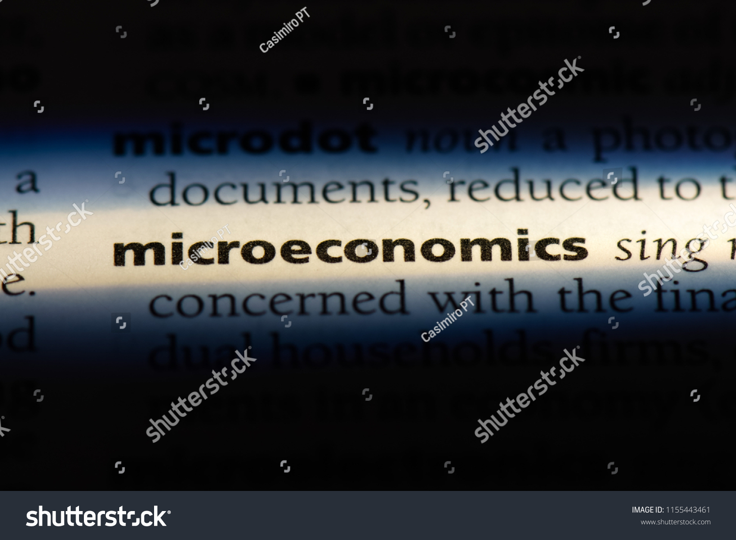 microeconomics word in a dictionary. microeconomics concept. #1155443461