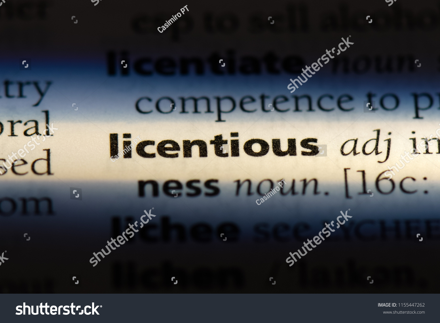 licentious word in a dictionary. licentious concept. #1155447262