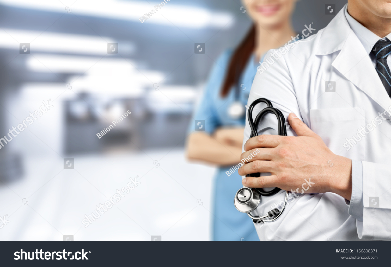 Doctor team with medical clinic background #1156808371