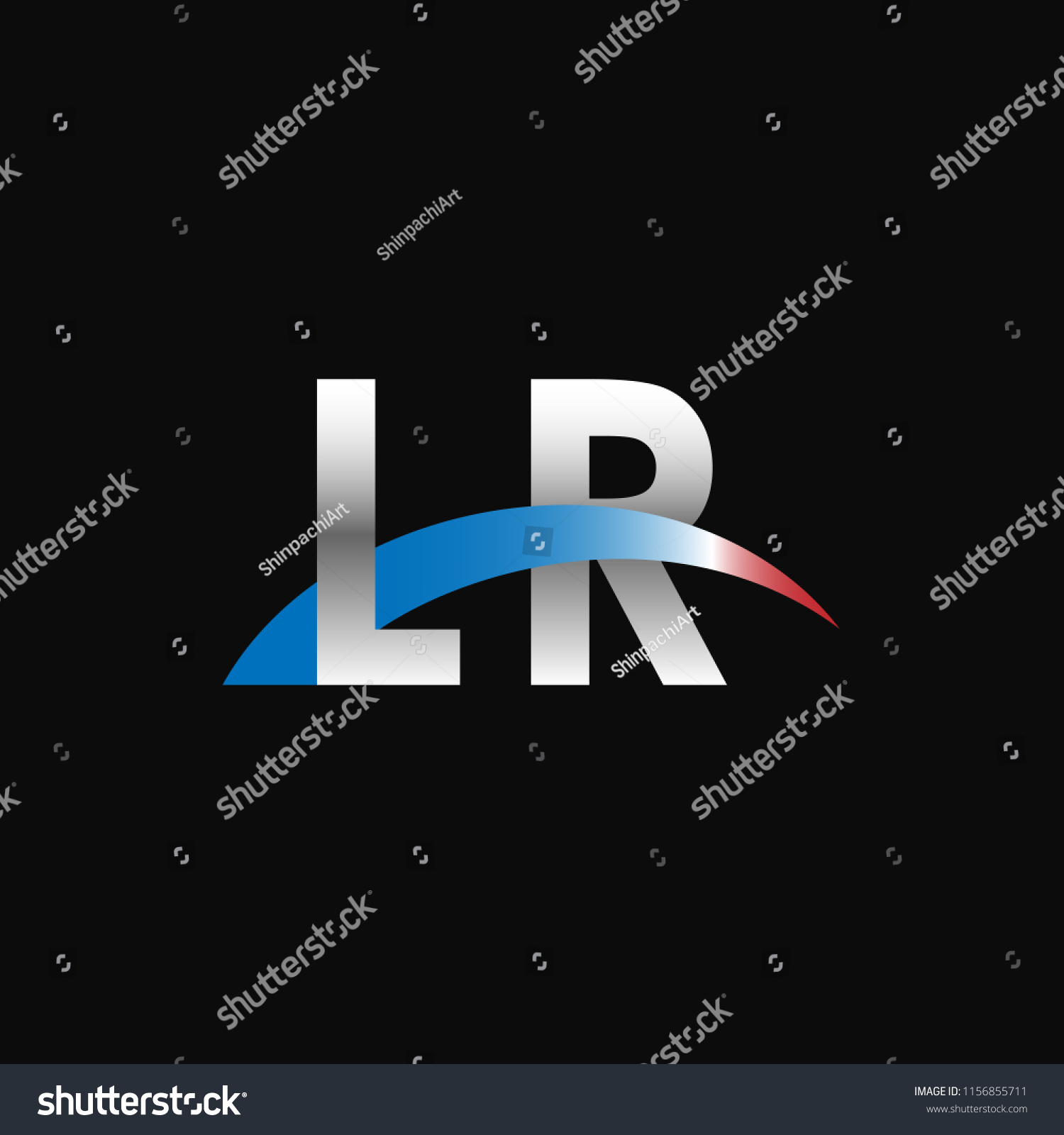 Initial Letters Lr Overlapping Movement Swoosh Royalty Free Stock