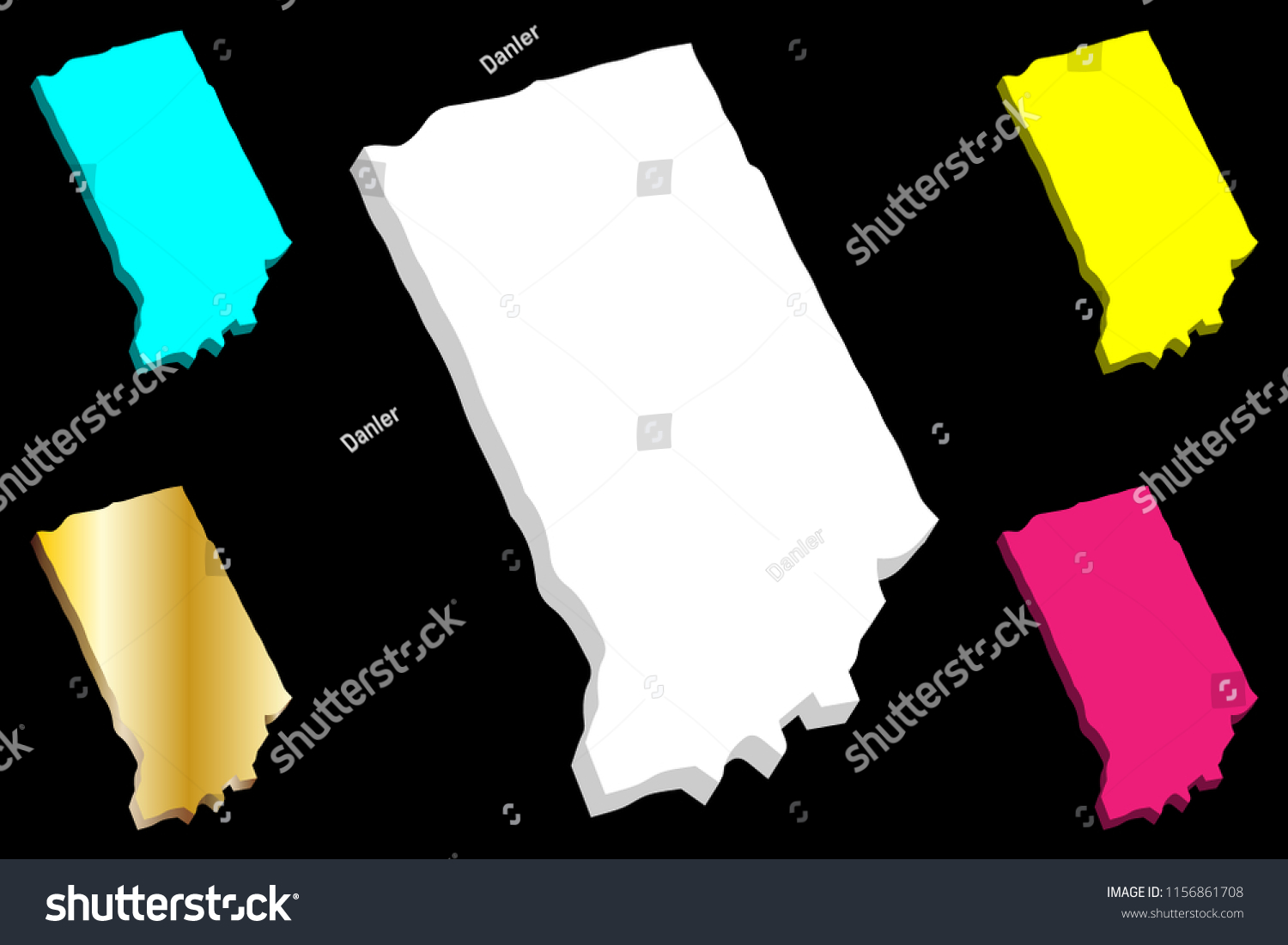 3d-map-of-indiana-united-states-of-america-royalty-free-stock