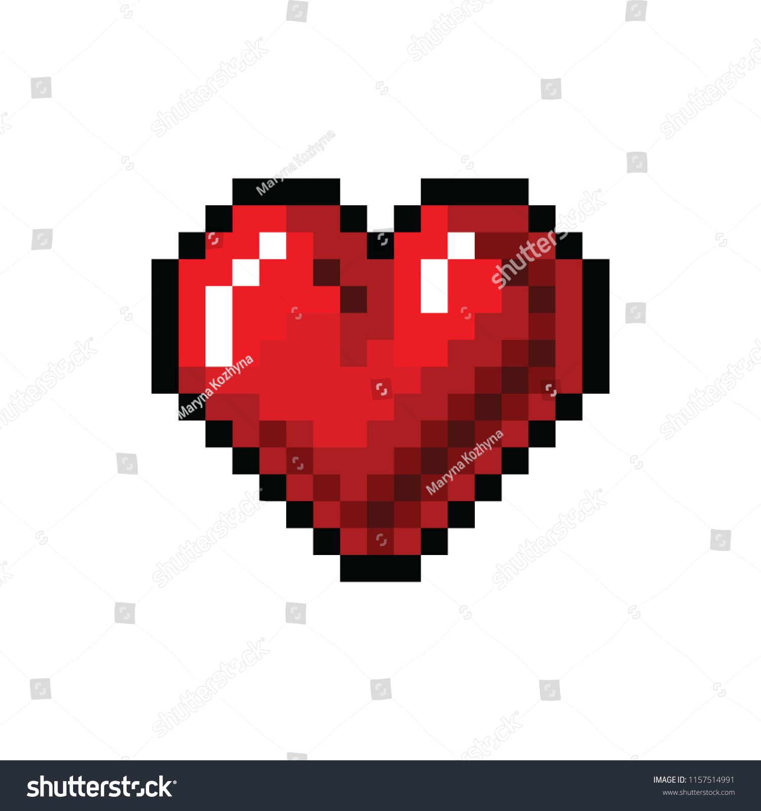 Pixel art heart. Red heart pixel icon. Valentine - Royalty Free Stock ...