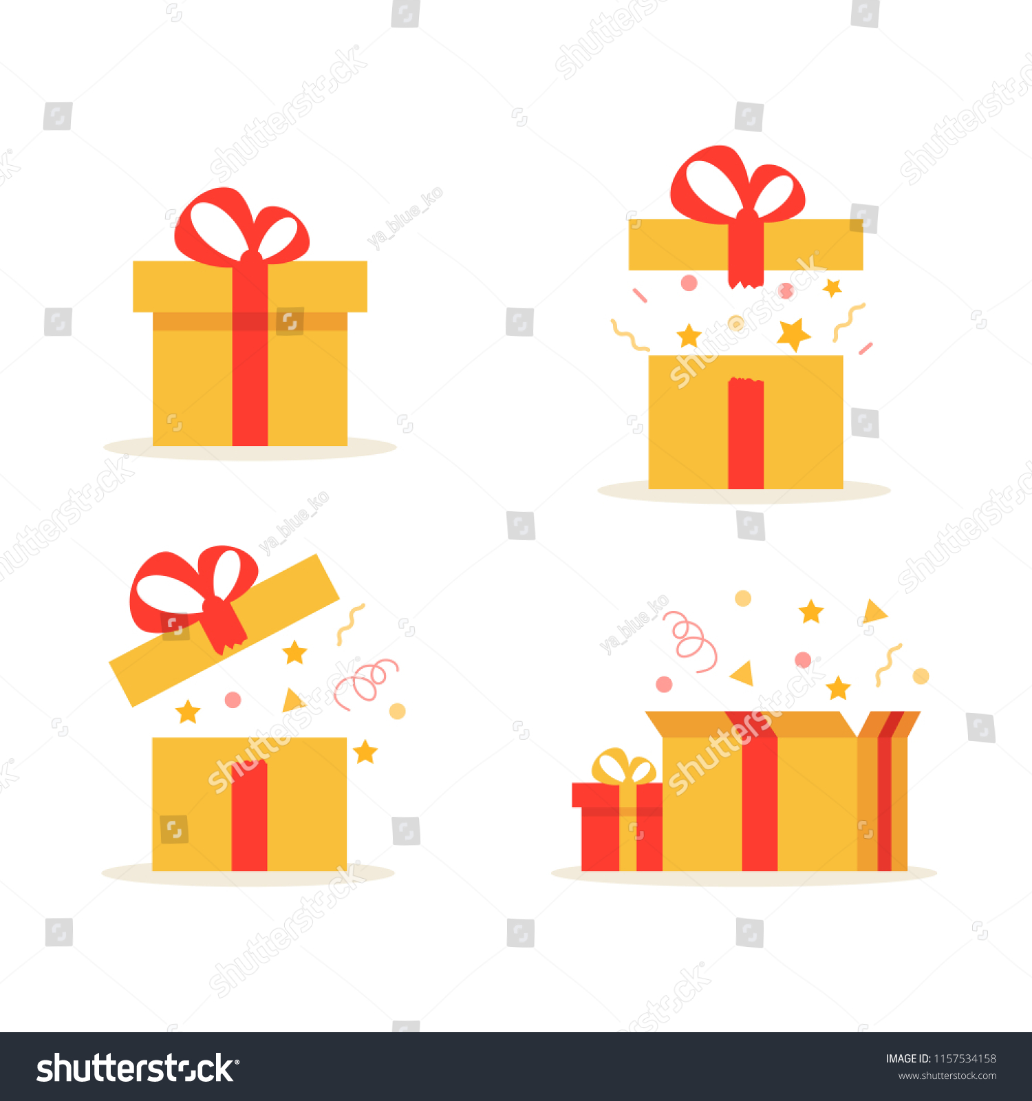 Christmas gift. Gift boxes. Present boxes. Surprise in the box. Vector. #1157534158