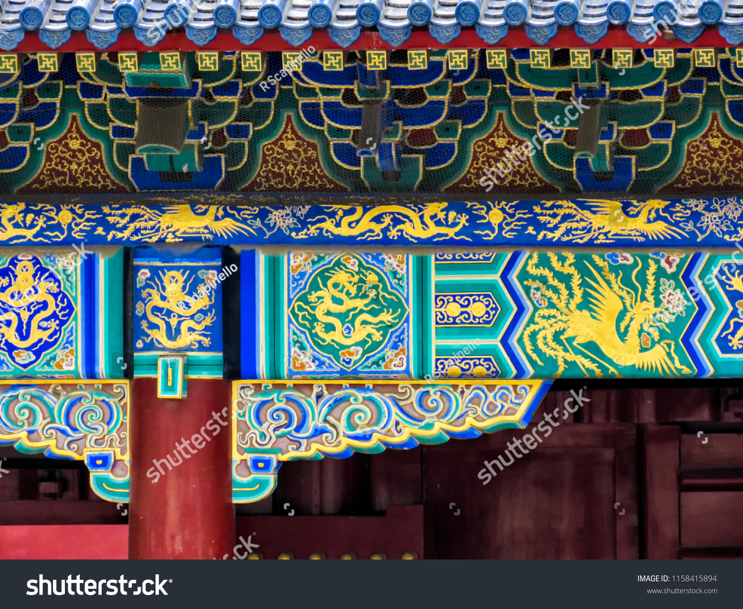 Temple of Heaven ornament in detail, Beijing, China, Asia #1158415894