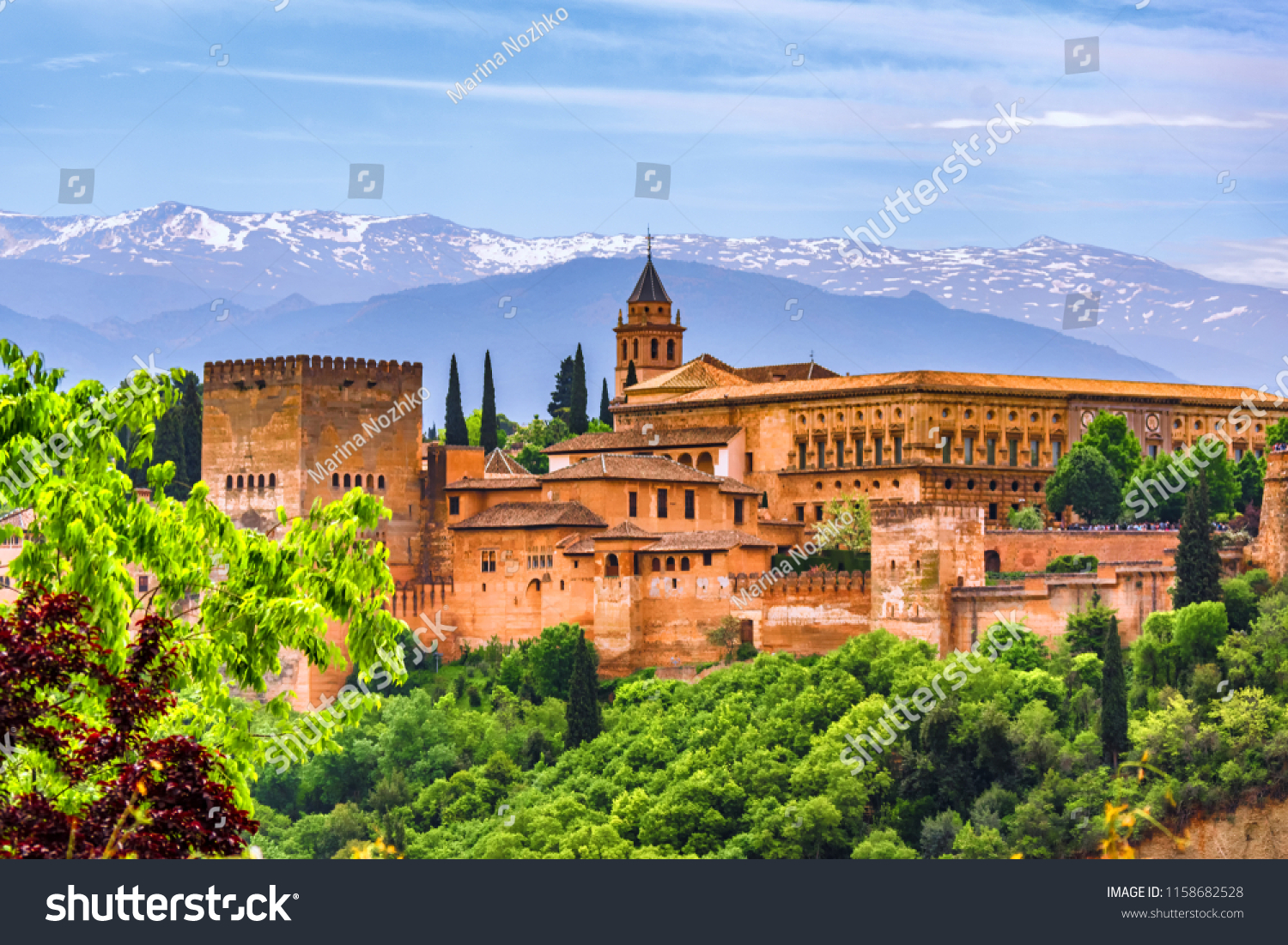 Wiew of the Alhambra from Albaicyn, Granada, Andalucia, Spain #1158682528