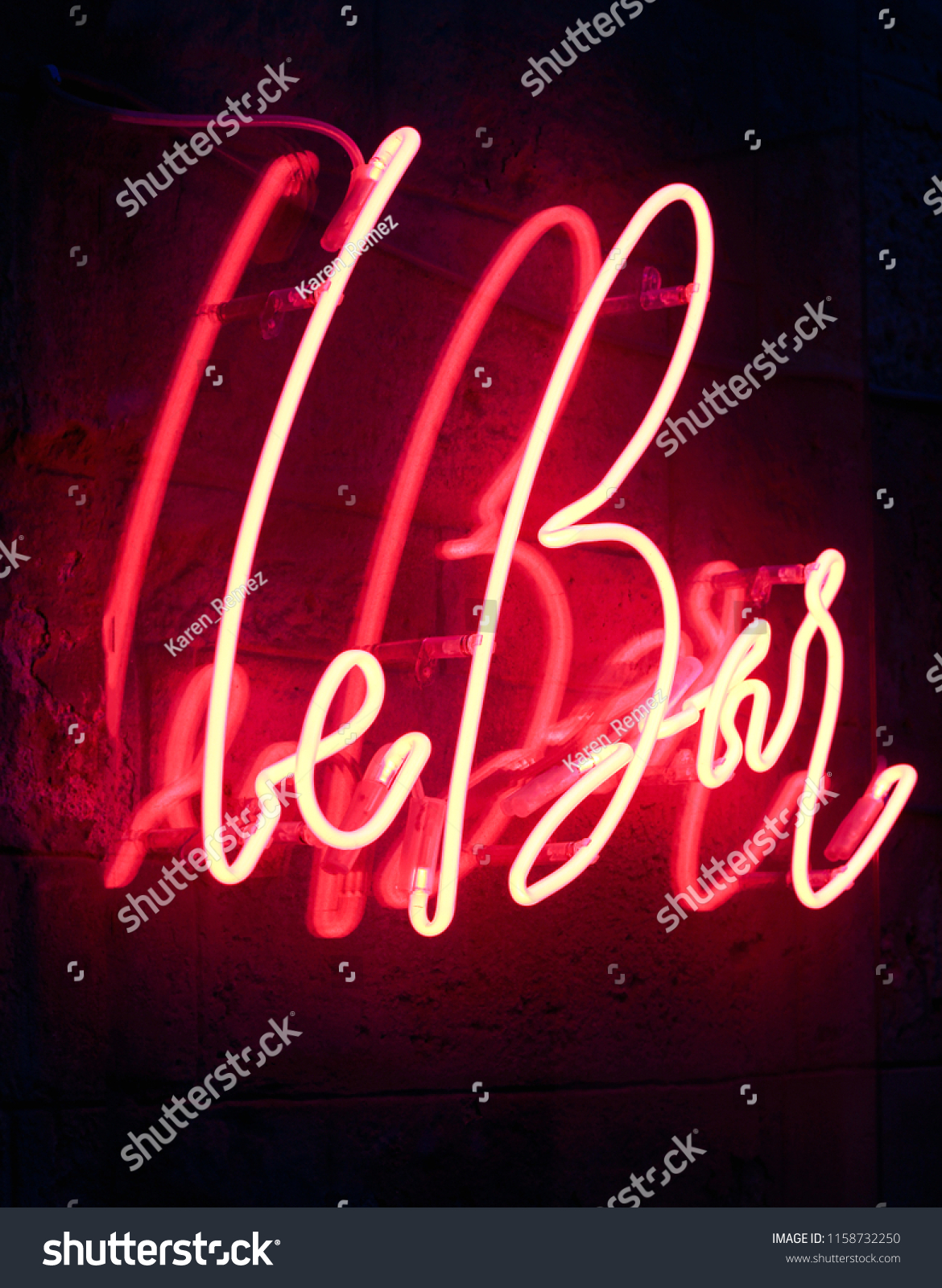 neon inscription, beautiful inscription on the wall. Excellent red light, good background
 #1158732250