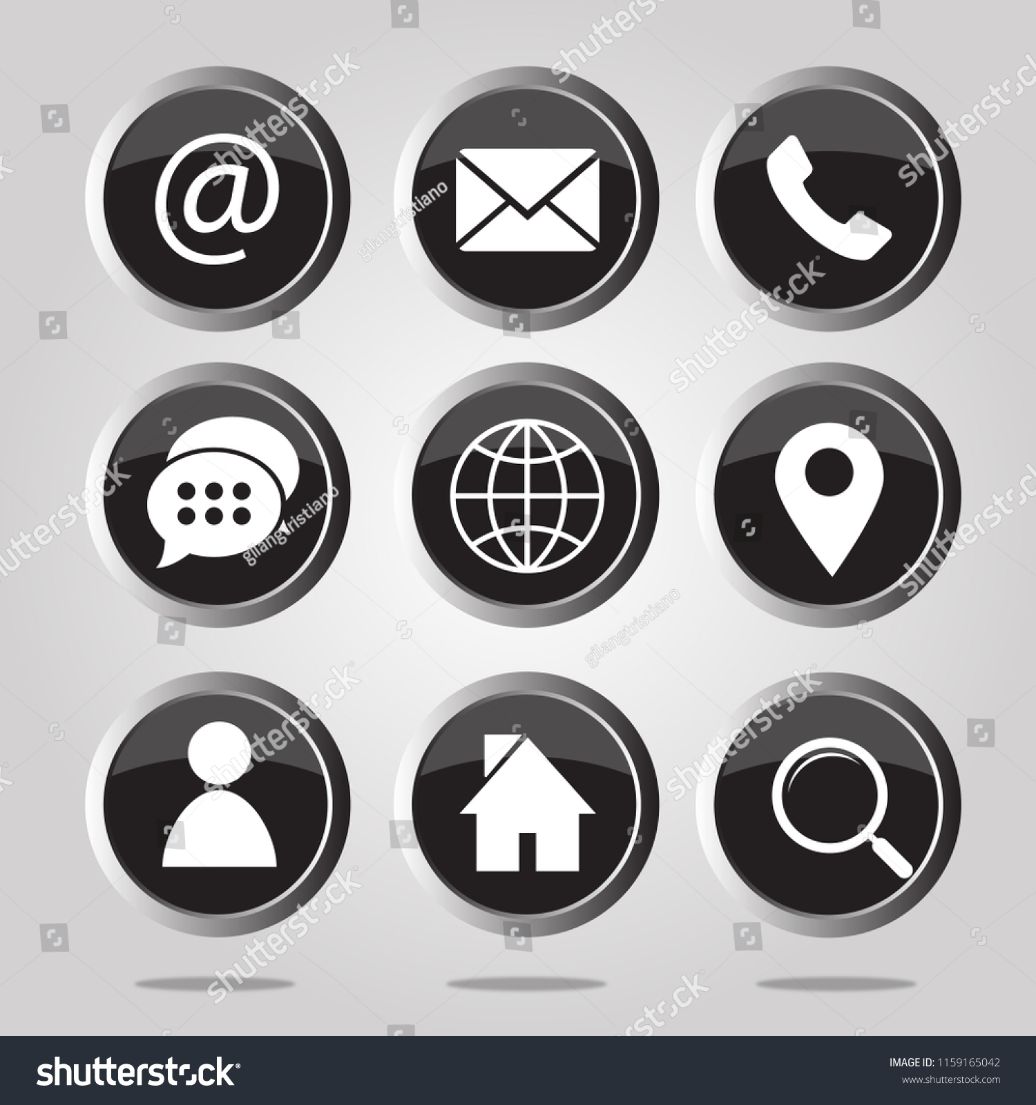 Contact set navigation buttons - Royalty Free Stock Vector 1159165042 ...