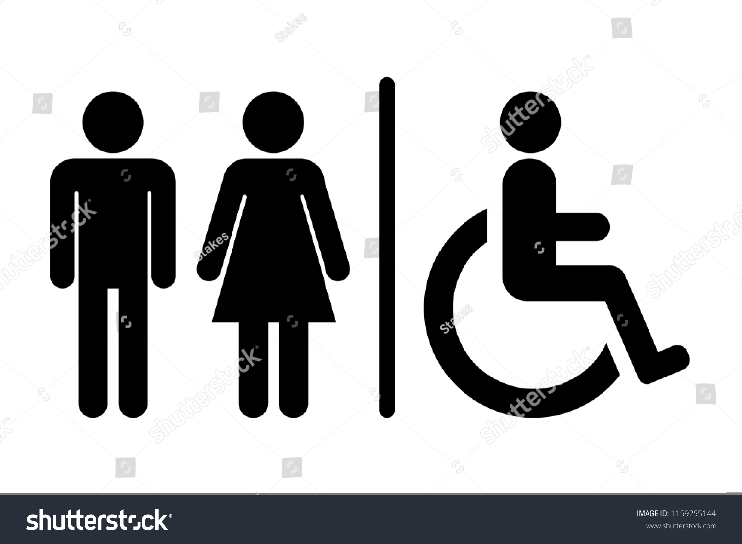 Male / Female / Handicap toilet sign, vector illustration #1159255144