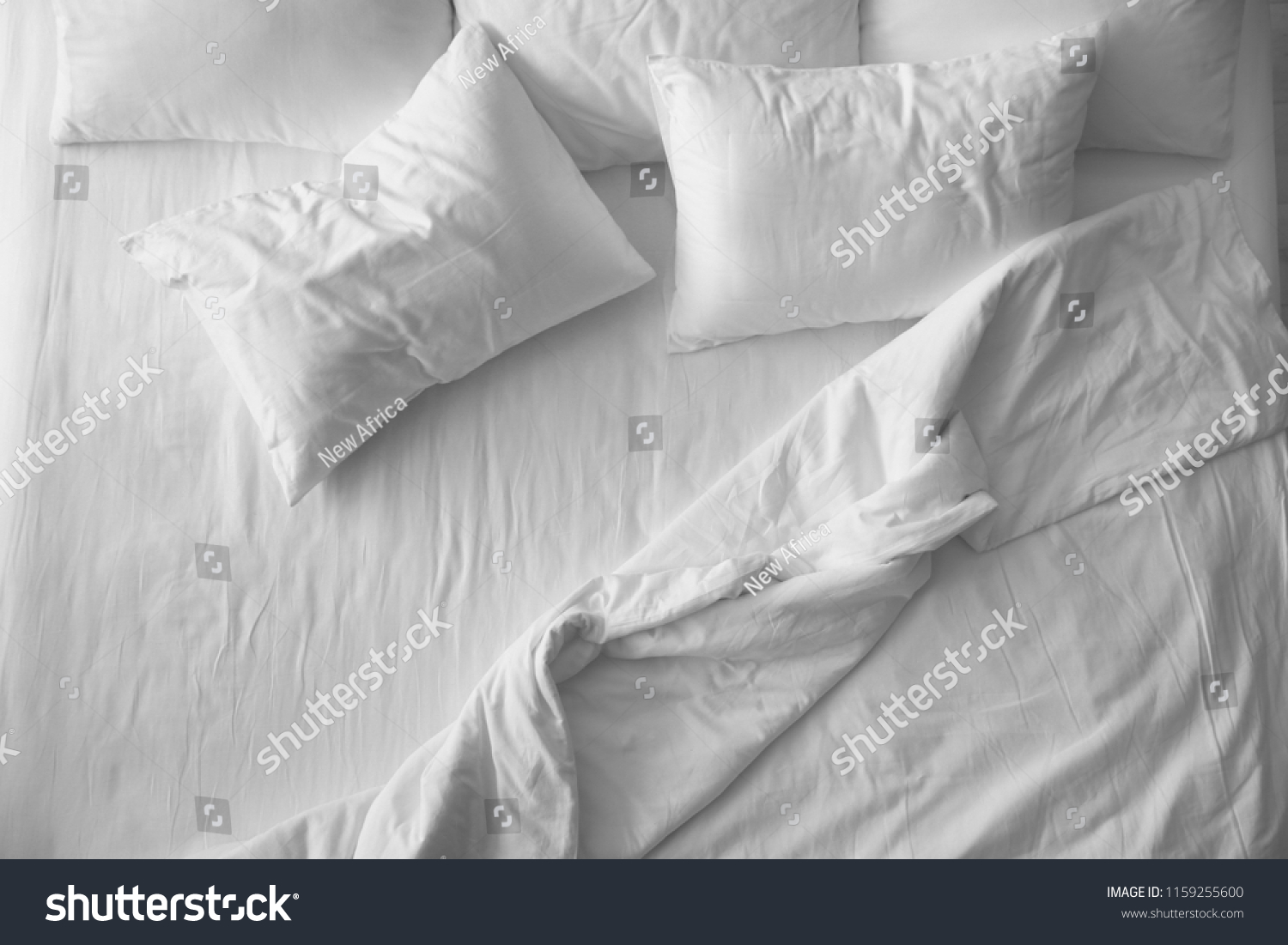 Soft pillows on comfortable bed, top view #1159255600