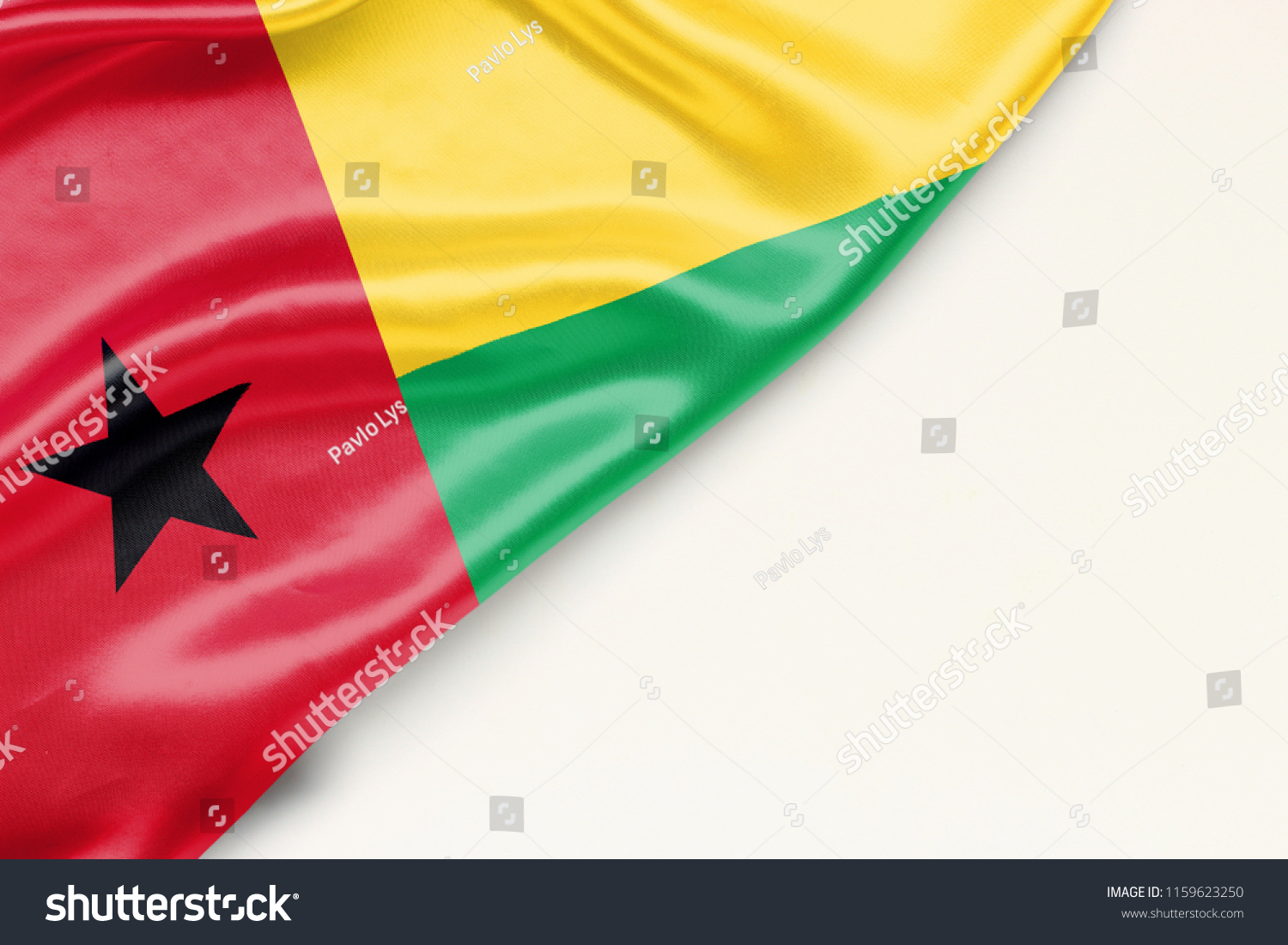 Flag of Guinea Bissau: white background and place for text #1159623250
