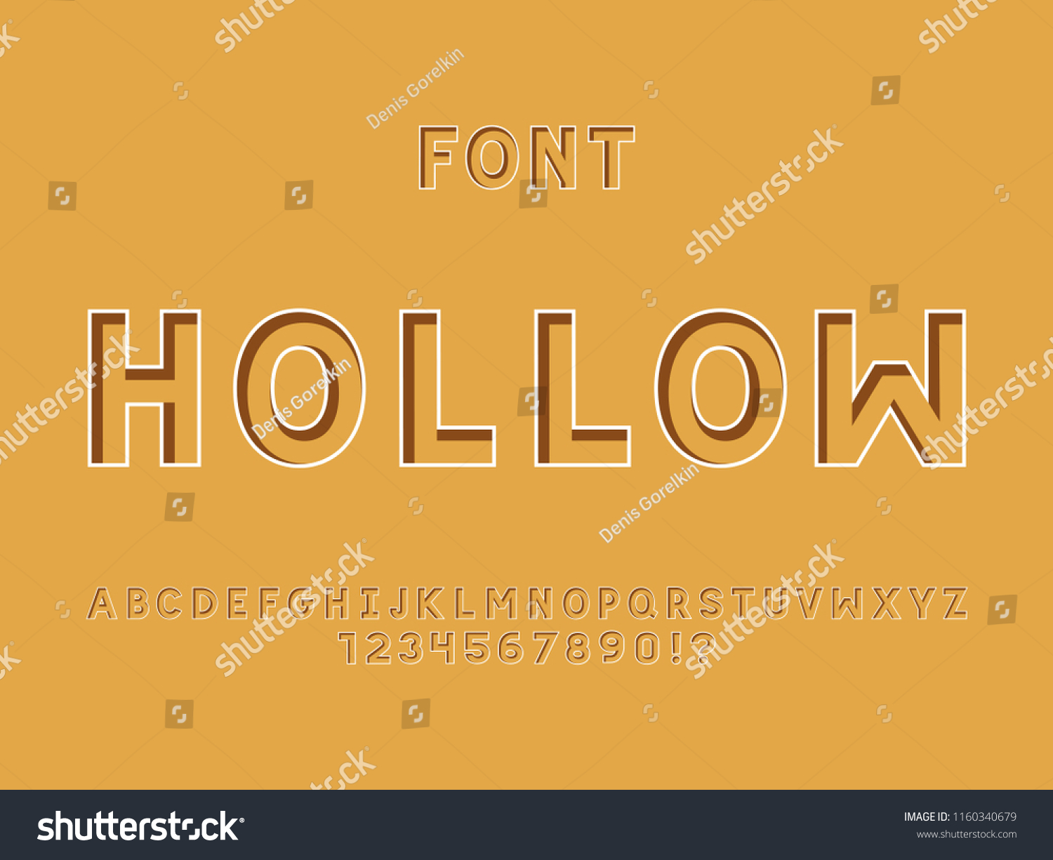 Hollow font. Vector alphabet letters and numbers - Royalty Free Stock ...