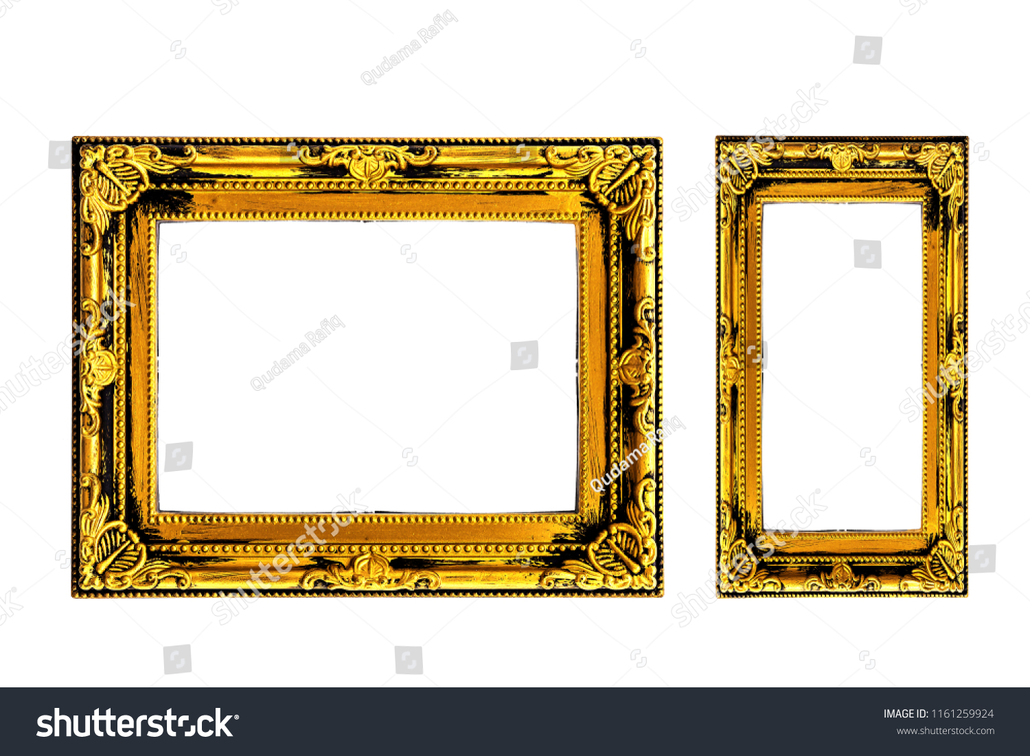 Set Vintage Golden Frame, Wooden Border  #1161259924