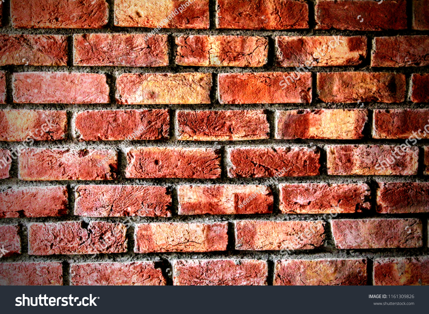 Red brick wall background, with brick texture. #1161309826