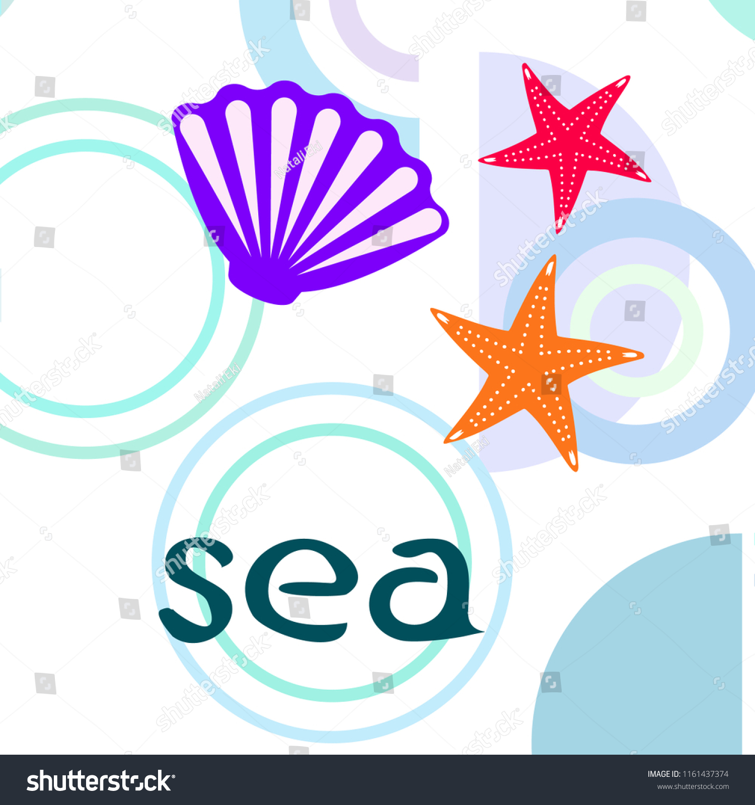 starfish shell sea vector background - Royalty Free Stock Vector ...