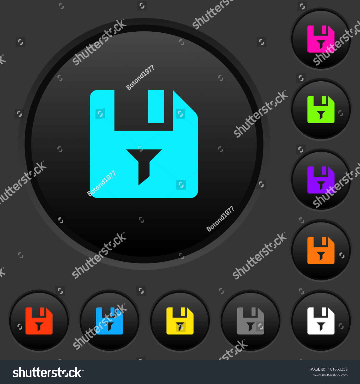 Filter file dark push buttons with vivid color - Royalty Free Stock ...