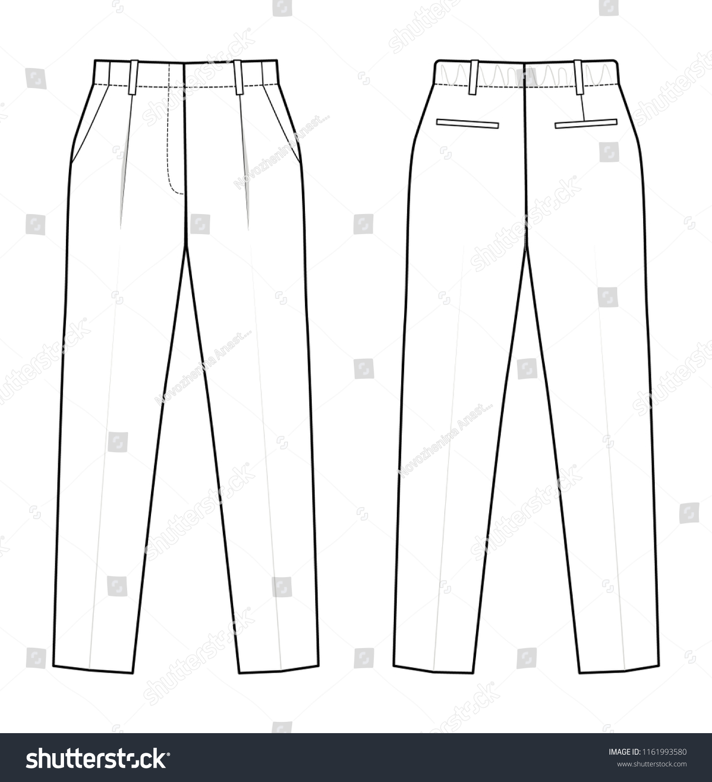 technical drawing of trousers - Royalty Free Stock Vector 1161993580 ...