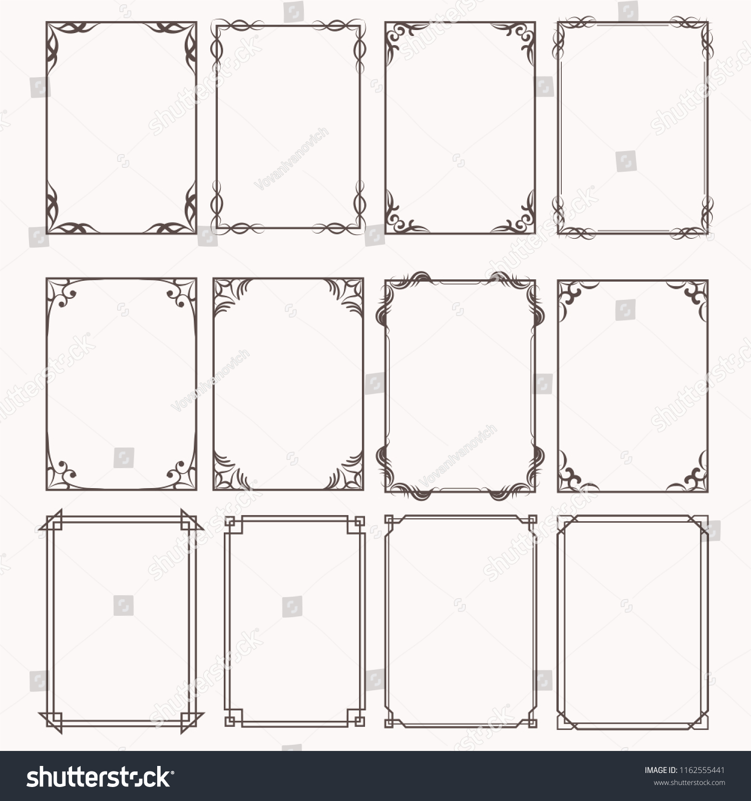 Decorative frames and borders rectangle proportions set #1162555441
