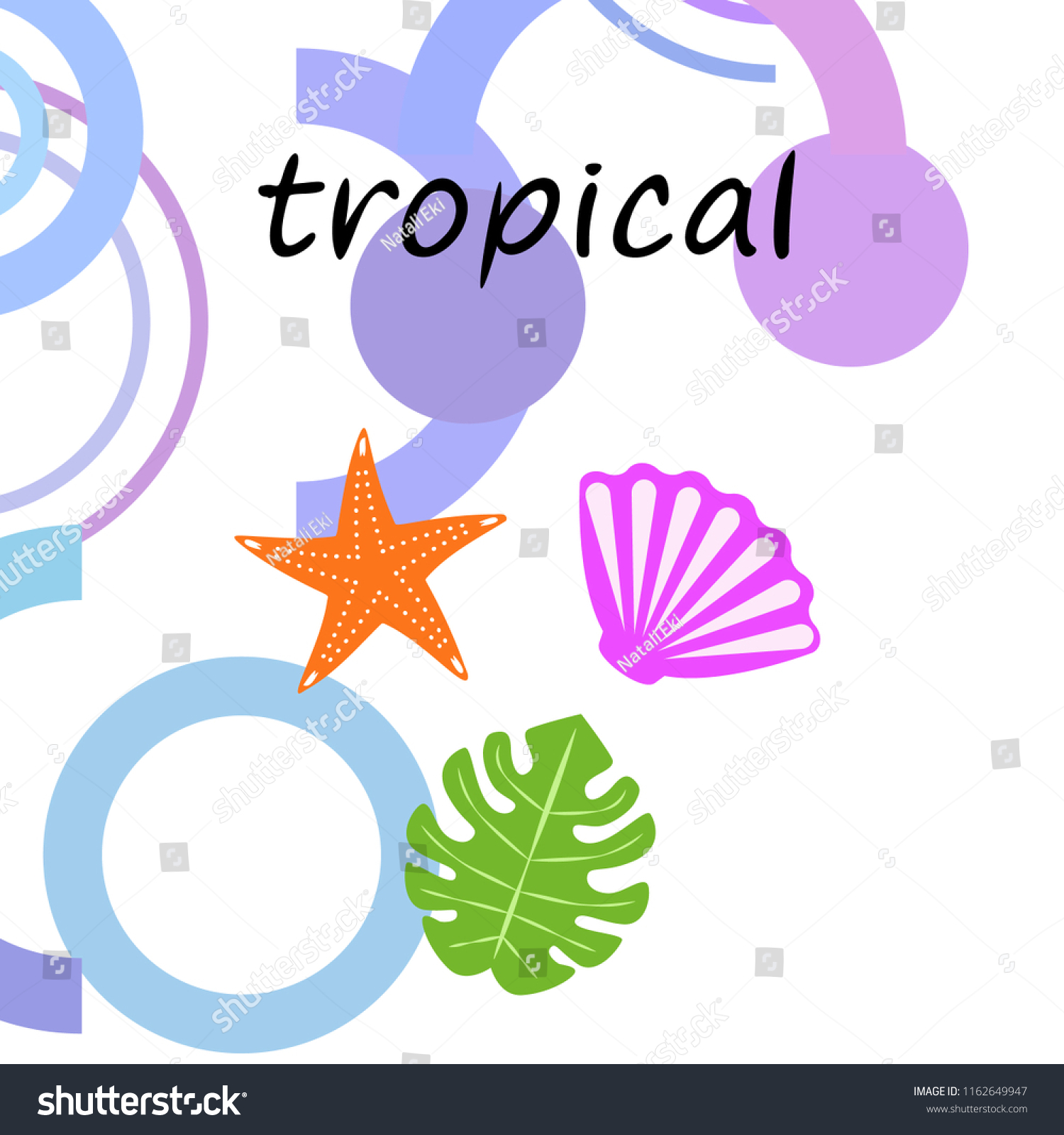 starfish shell tropical plant vector background - Royalty Free Stock ...