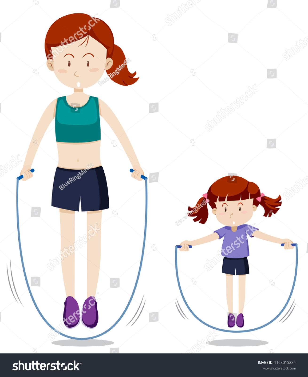 Mother and daughter jump rope illustration - Royalty Free Stock Vector ...