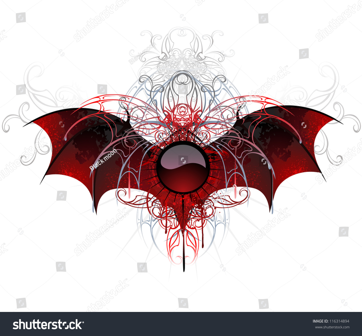 The dark, red, round the banner adorned with - Royalty Free Stock ...