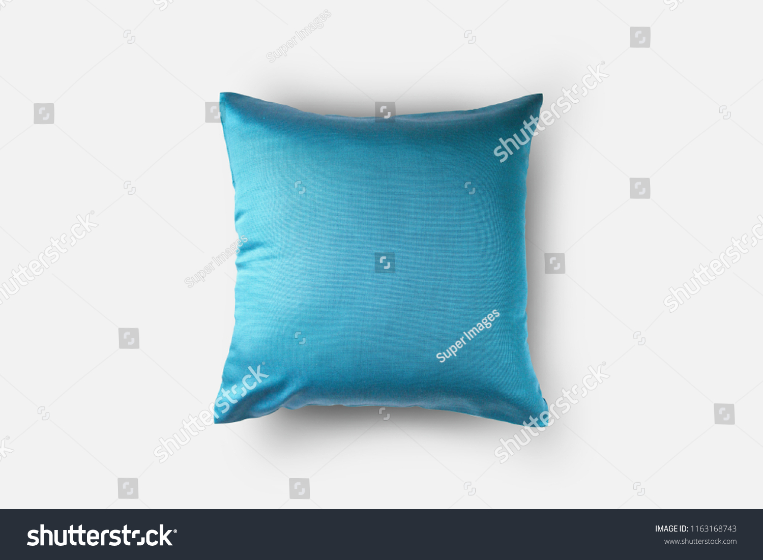 front top view of blue cushion cover, throw pillow, isolated on white background #1163168743