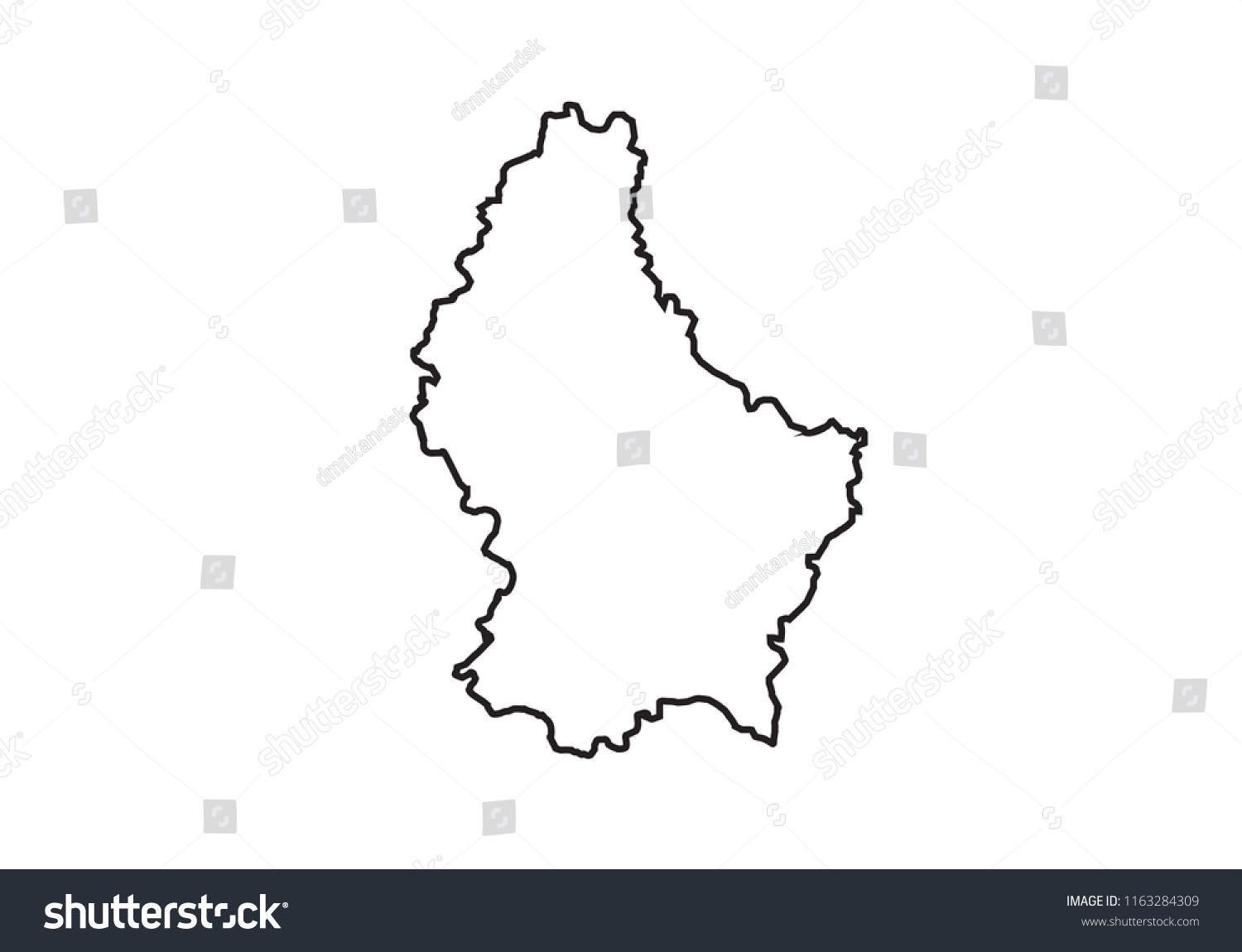 Luxembourg outline map national borders country Royalty Free Stock