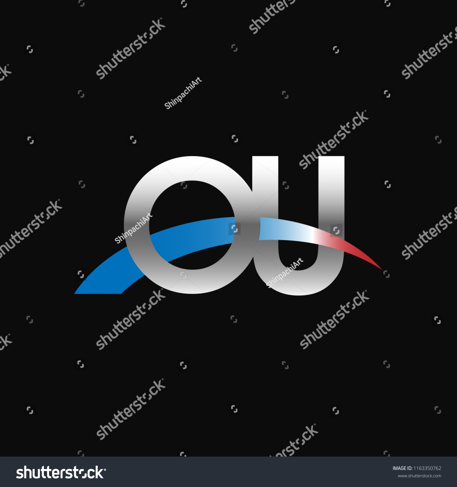 Initial Letters Ou Overlapping Movement Swoosh Royalty Free Stock