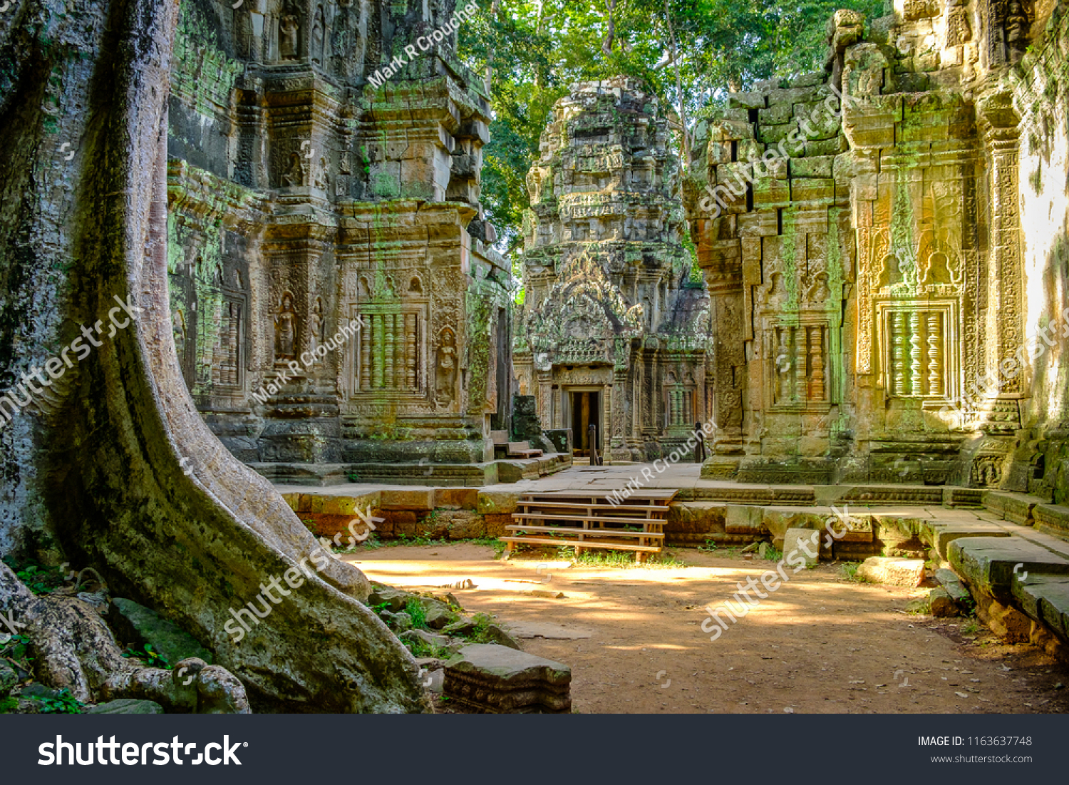 Ta Prohm temple in the morning light. Part of the Angkor Wat complex, Seam Reap, Cambodia. Film location for Tomb Raider. #1163637748