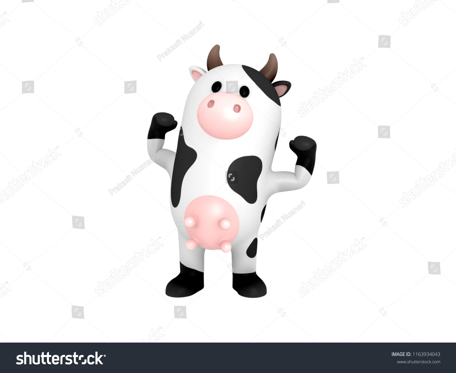 Flexing cow in 3D rendering. - Royalty Free Stock Photo 1163934043 ...