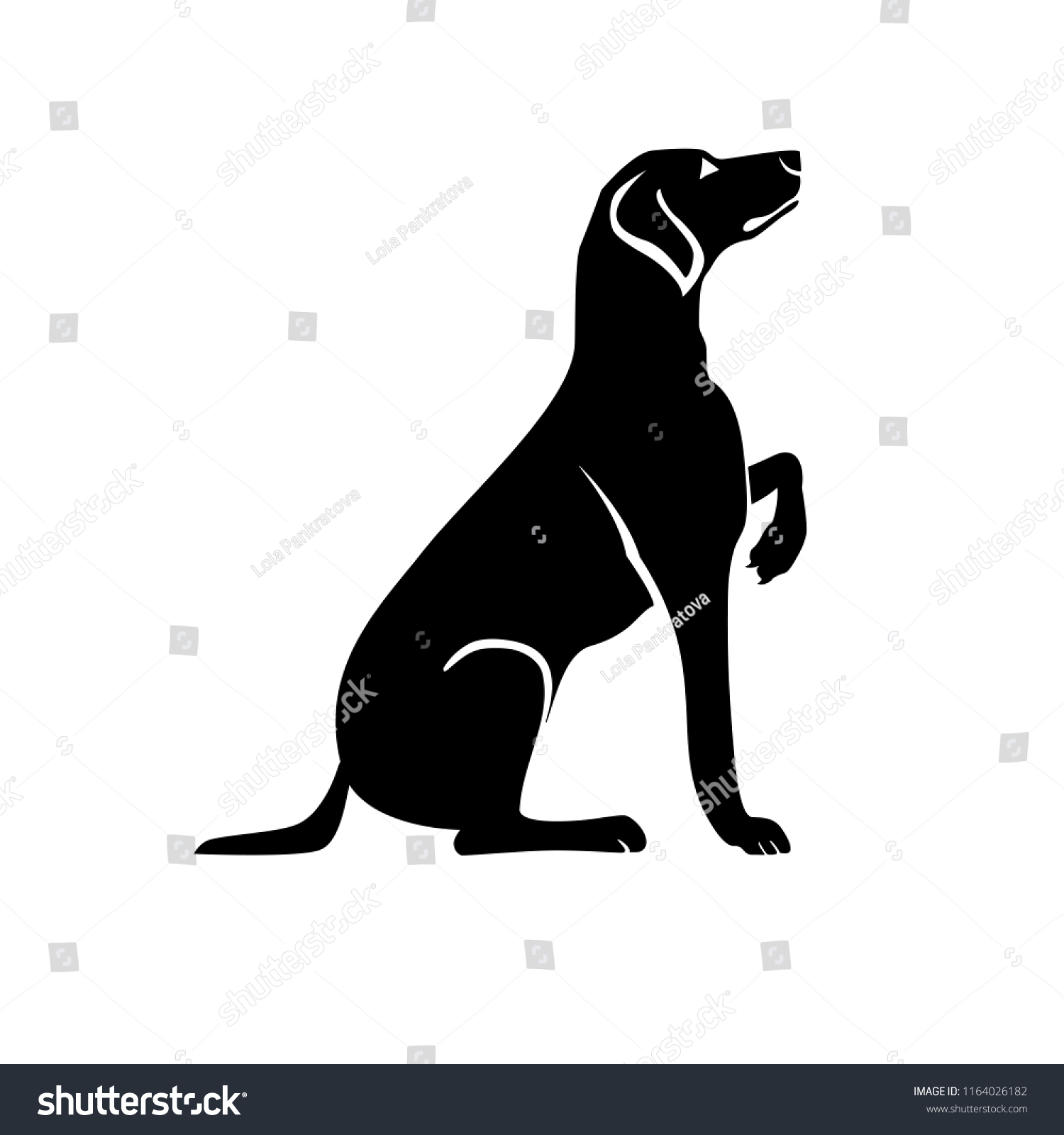 Vector black silhouette of a dog isolated on a - Royalty Free Stock ...