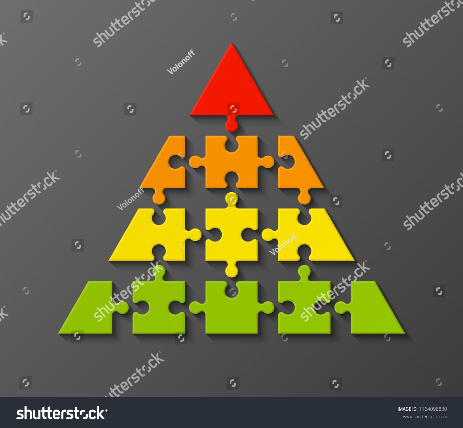 Four levels color pyramid. Puzzle presentation - Royalty Free Stock ...